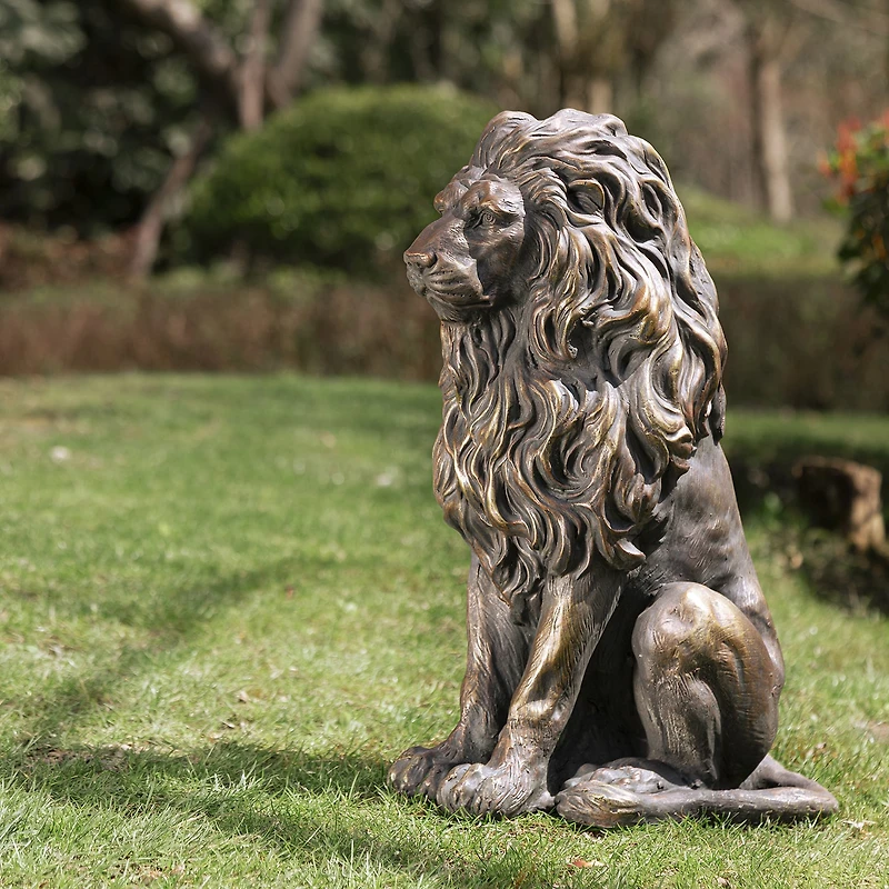 Glitzhome 20.75" Mgo Standing Lion Figurine