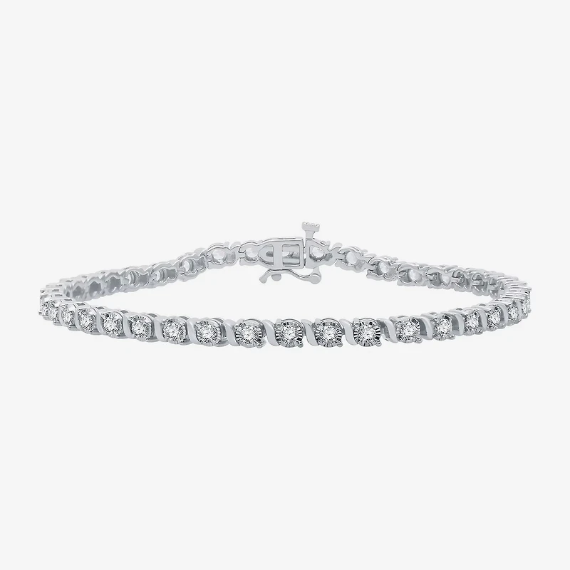 Womens 2 CT. T.W. Natural White Diamond 10K Gold 7.5 Inch Tennis Bracelet