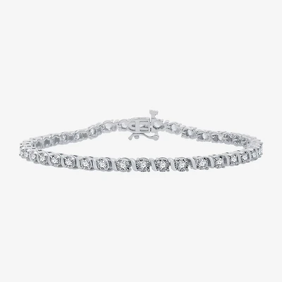 Womens 2 CT. T.W. Natural White Diamond 10K Gold 7.5 Inch Tennis Bracelet