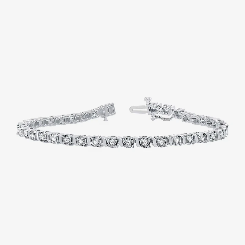 Womens 2 CT. T.W. Natural White Diamond 10K Gold 7.5 Inch Tennis Bracelet
