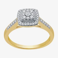 I Said Yes (H-I / I1) Womens 1/4 CT. T.W. Lab Grown White Diamond Sterling Silver Side Stone Halo Engagement Ring