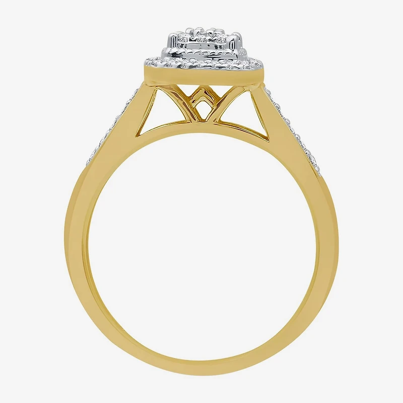 I Said Yes (H-I / I1) Womens 1/4 CT. T.W. Lab Grown White Diamond Sterling Silver Side Stone Halo Engagement Ring