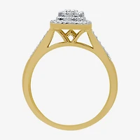 I Said Yes (H-I / I1) Womens 1/4 CT. T.W. Lab Grown White Diamond Sterling Silver Side Stone Halo Engagement Ring