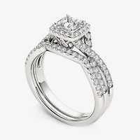 1 CT.T.W. Natural Diamond 14K White Gold Bridal Ring Set