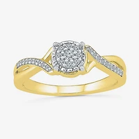 Womens 1/8 CT. T.W. Natural White Diamond Sterling Silver Round Side Stone Promise Ring
