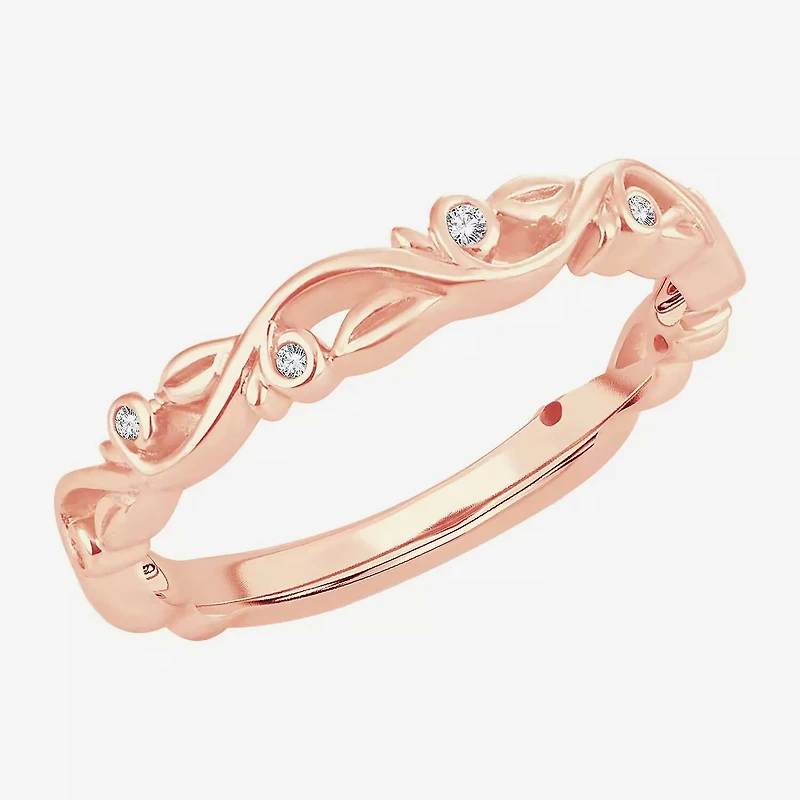 Womens Diamond Accent Natural White 10K Gold Wedding Band