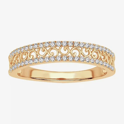 Womens 1/5 CT. Natural White Diamond 10K Gold Anniversary Wedding Band