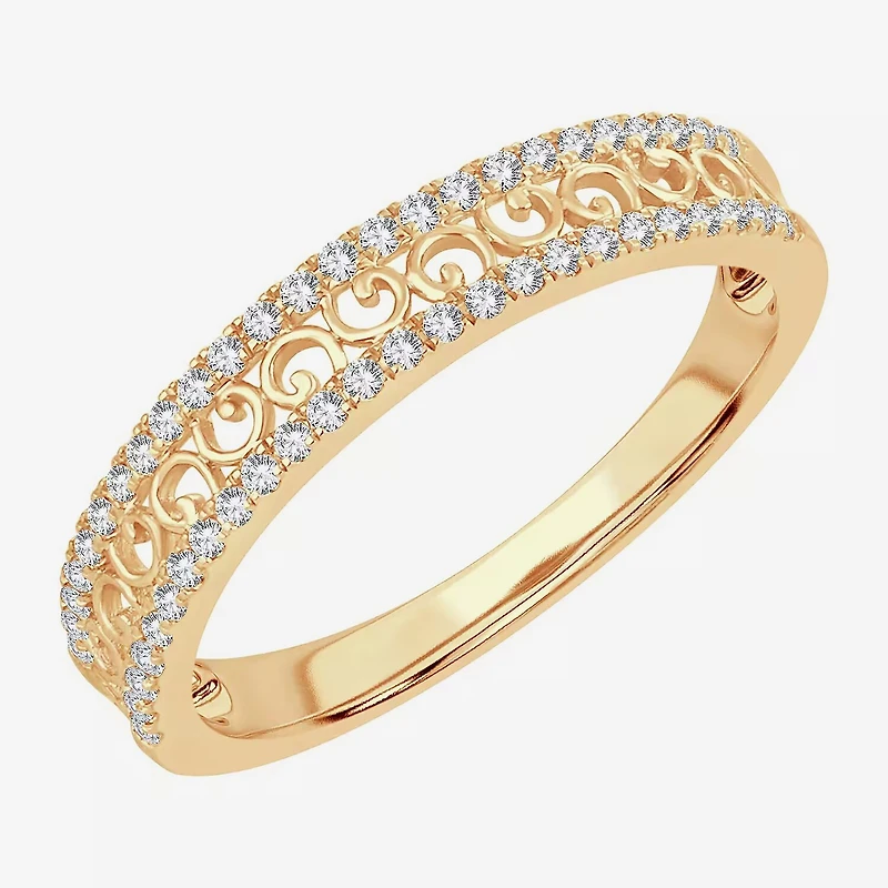 Womens 1/5 CT. Natural White Diamond 10K Gold Anniversary Wedding Band