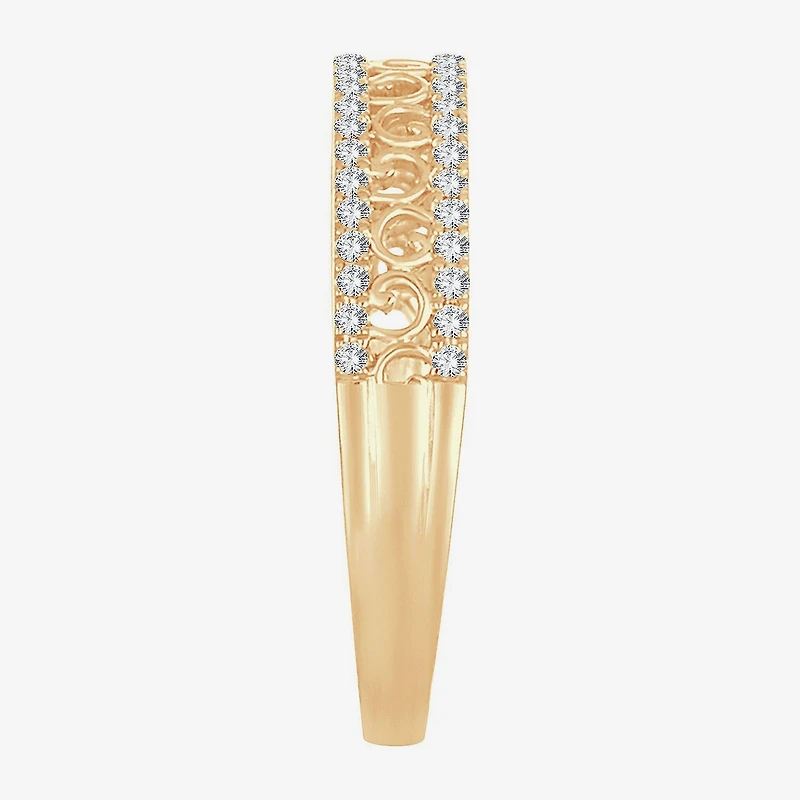 Womens 1/5 CT. Natural White Diamond 10K Gold Anniversary Wedding Band