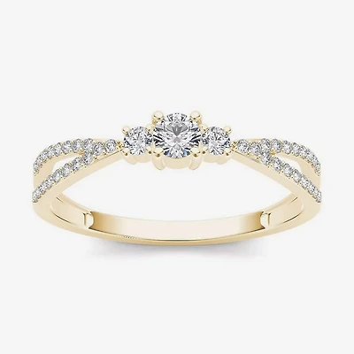 1/4 CT.T.W. Natural Diamond 10K Yellow Gold 3-Stone Engagement Ring