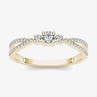 1/ CT.T.W. Natural Diamond 10K Yellow Gold 3-Stone Engagement Ring