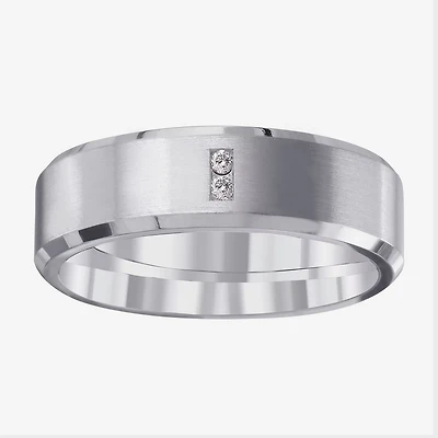 Mens 5MM Diamond Accent Natural White Diamond Titanium Wedding Band
