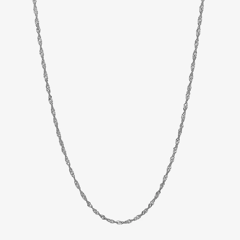 14K White Gold 20" Sparkle Singapore Chain Necklace