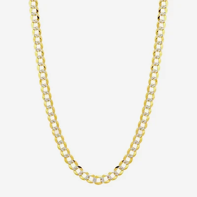 14K Two Tone 5.7MM Pave Diamond Cut Curb Necklace