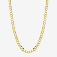 14K Two Tone 5.7MM Pave Diamond Cut Curb Necklace