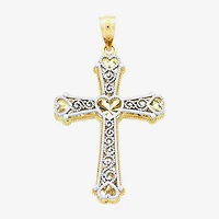 Women's 14K Two-Tone Gold Heart Cross Pendant