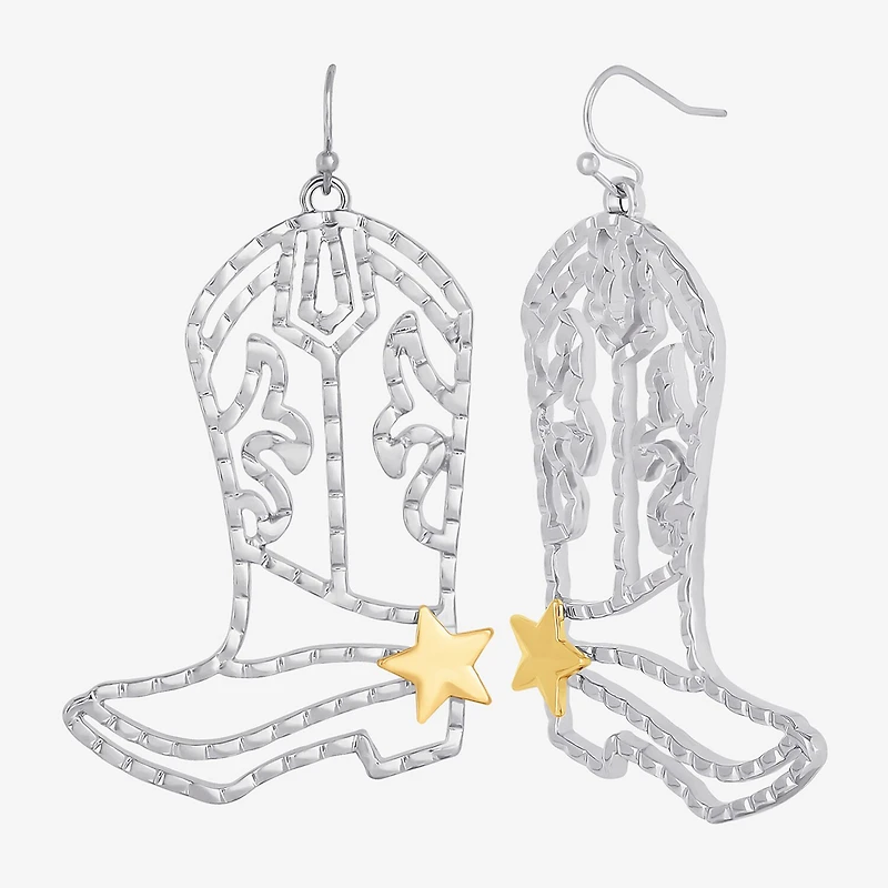 JS Jessica Simpson Gold Tone Boot Womens Drop Earrings