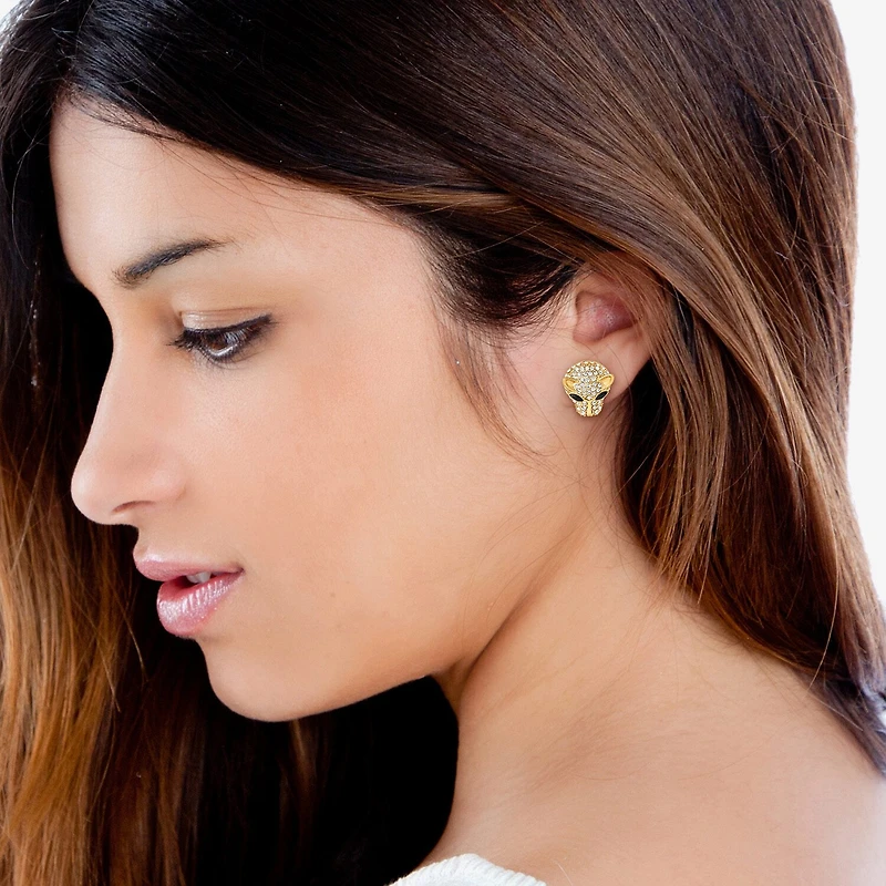 JS Jessica Simpson Gold Tone Leopard Womens Multi Color Glass Drop Earrings
