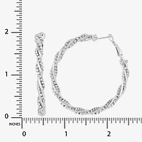 JS Jessica Simpson Silver Tone Womens Glass 51.2mm Hoop Earrings