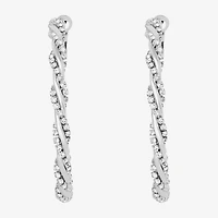 JS Jessica Simpson Silver Tone Womens Glass 51.2mm Hoop Earrings