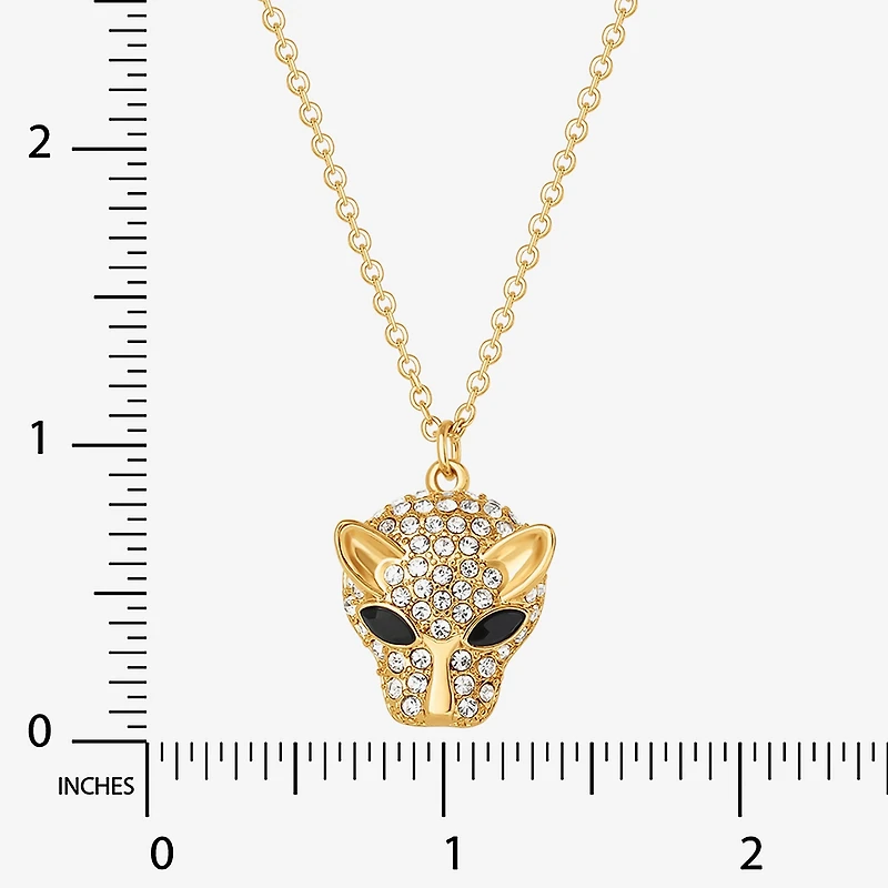 JS Jessica Simpson Gold Tone Leopard Womens Multi Color Glass Alloy 18 Inch Pendant Necklace