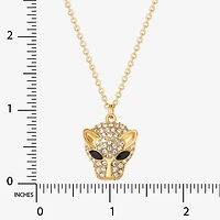 JS Jessica Simpson Gold Tone Leopard Womens Multi Color Glass Alloy 18 Inch Pendant Necklace