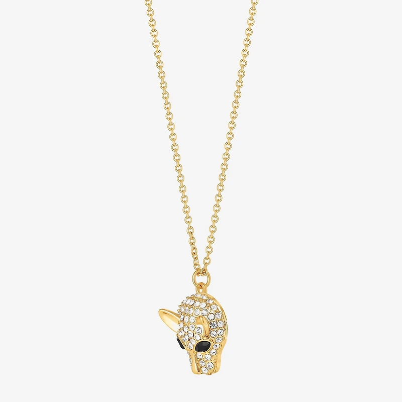 JS Jessica Simpson Gold Tone Leopard Womens Multi Color Glass Alloy 18 Inch Pendant Necklace