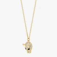JS Jessica Simpson Gold Tone Leopard Womens Multi Color Glass Alloy 18 Inch Pendant Necklace