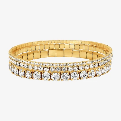 JS Jessica Simpson Gold Tone Womens 3-pc. Glass Bracelet Set