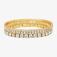JS Jessica Simpson Gold Tone Womens 3-pc. Glass Bracelet Set