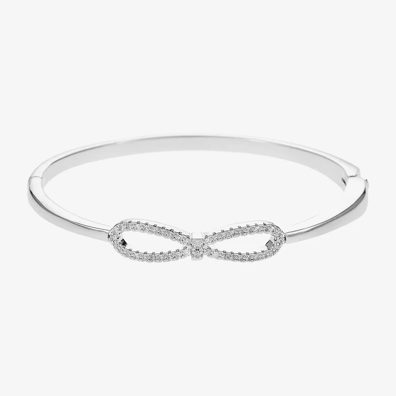 Sparkle Allure Womens Cubic Zirconia Pure Silver Over Brass Bow Bangle Bracelet
