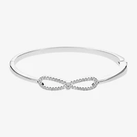Sparkle Allure Womens Cubic Zirconia Pure Silver Over Brass Bow Bangle Bracelet
