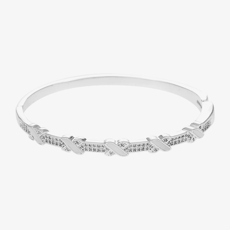 Sparkle Allure Womens Cubic Zirconia Pure Silver Over Brass Bangle Bracelet