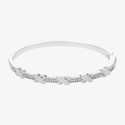 Sparkle Allure Womens Cubic Zirconia Pure Silver Over Brass Bangle Bracelet