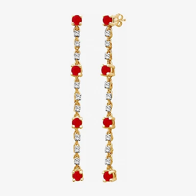 Womens Diamond Accent Gemstone 10K Gold Drop Earrings