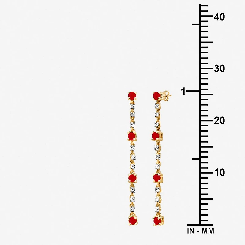 Womens Diamond Accent Gemstone 10K Gold Drop Earrings