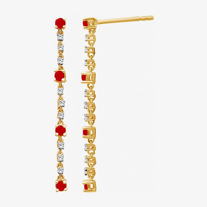 Womens Diamond Accent Gemstone 10K Gold Drop Earrings
