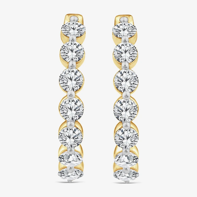 (F,Si2)\T\T Womens 2 CT. T.W. Lab Grown White Diamond 10K Gold 17.2mm Hoop Earrings