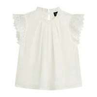 Byer California Little & Big Kid Girls Keyhole Neck Long Sleeve Blouse