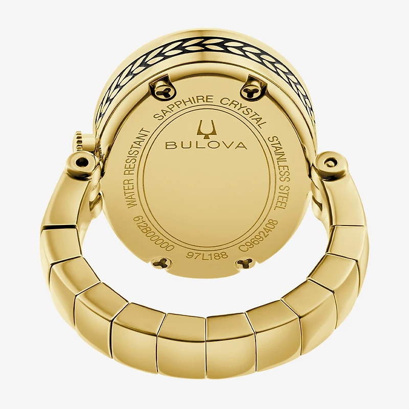 Bulova Womens Gold Tone Stainless Steel Ring Watch 97l188