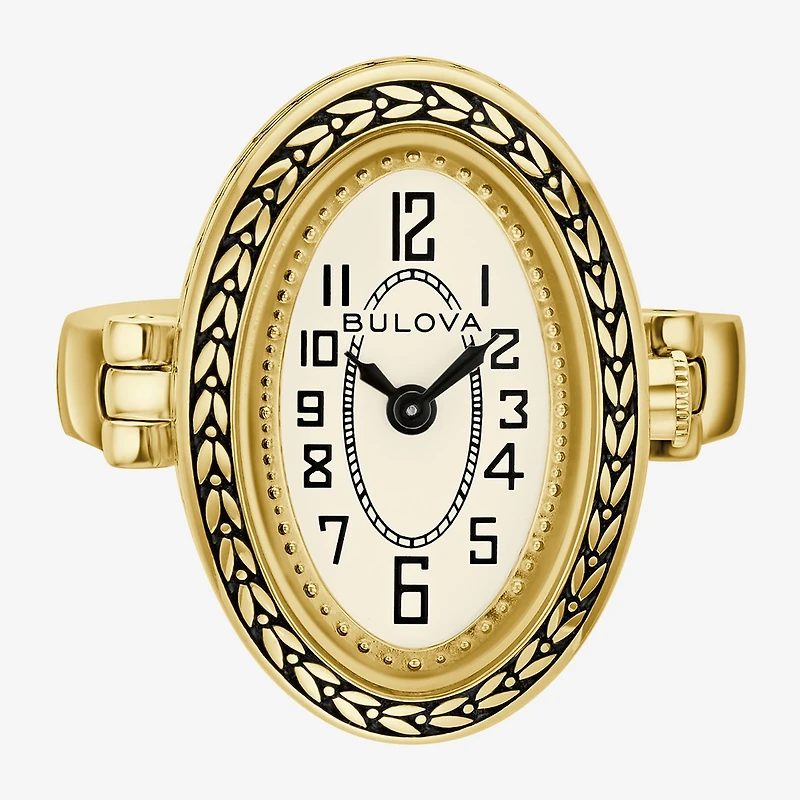 Bulova Womens Gold Tone Stainless Steel Ring Watch 97l188