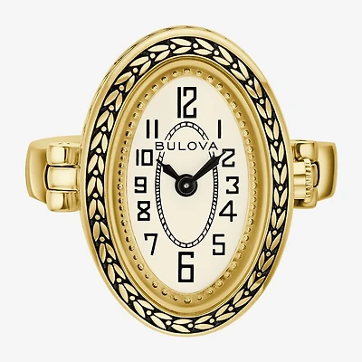 Bulova Womens Gold Tone Stainless Steel Ring Watch 97l188