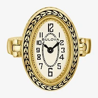 Bulova Womens Gold Tone Stainless Steel Ring Watch 97l188