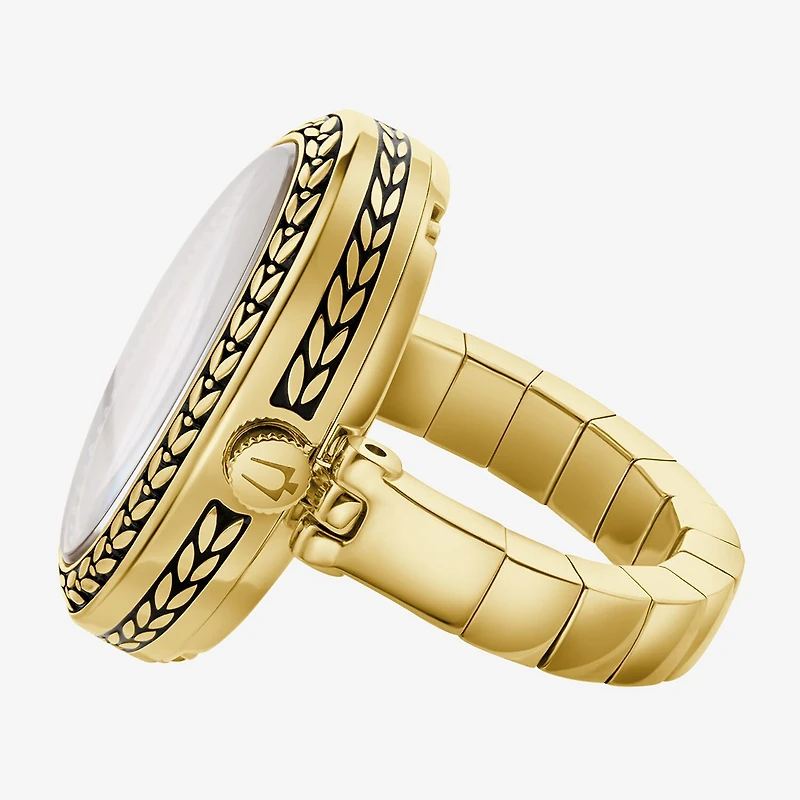 Bulova Womens Gold Tone Stainless Steel Ring Watch 97l188