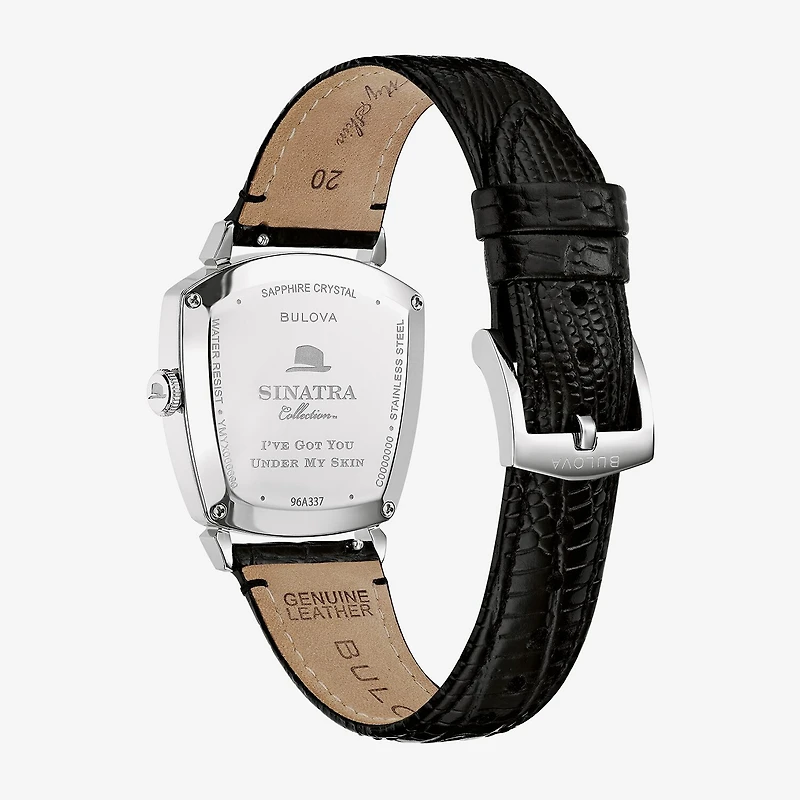Bulova Mens Black Leather Strap Watch 96a337