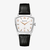 Bulova Mens Black Leather Strap Watch 96a337