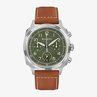Bulova Mens Chronograph Brown Leather Strap Watch 96b482