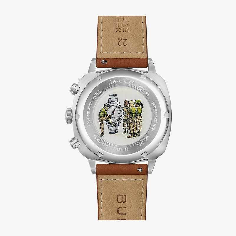 Bulova Mens Chronograph Brown Leather Strap Watch 96b482