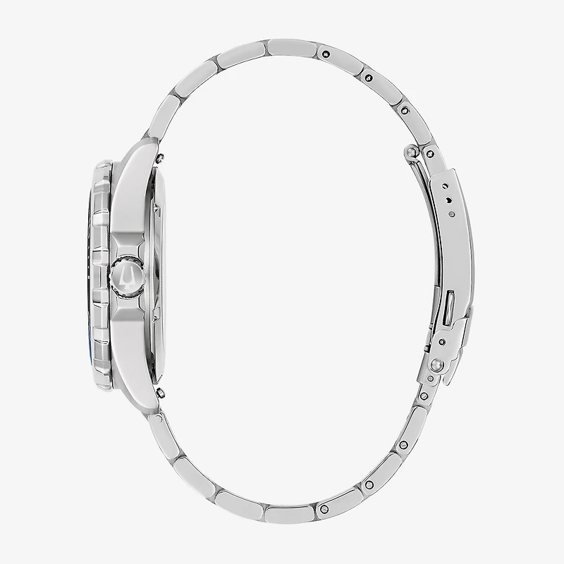 Bulova Mens Automatic Silver Tone Stainless Steel Bracelet Watch 98b466