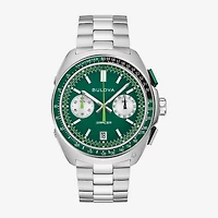 Bulova Racing Mens Chronograph Silver Tone Stainless Steel Bracelet Watch 98b468